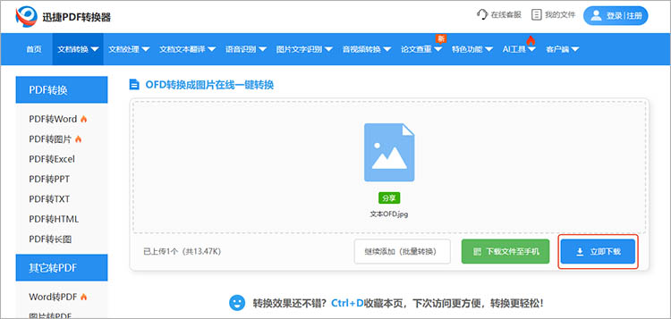 使用迅捷PDF转换器在线网站步骤四