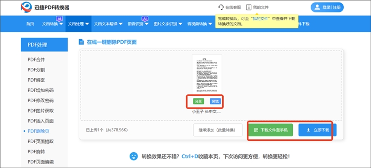 迅捷PDF转换器网站操作步骤3